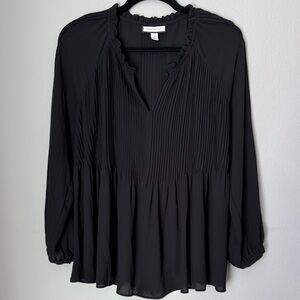 Charter Club Black Pleated Blouse